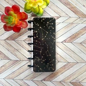 Happy planner skinny mini size weekly layout moon phases constellations stars